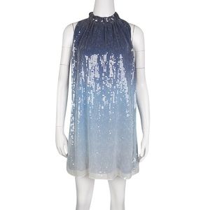 Alice + Olivia Blue Ombre Sequined Sleeveless Dress, Size XS